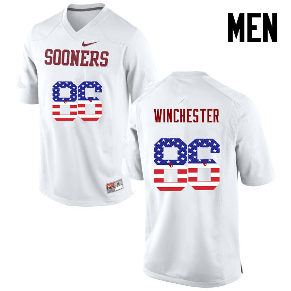 Men Oklahoma Sooners #86 James Winchester College Football USA Flag Fashion Jerseys-White